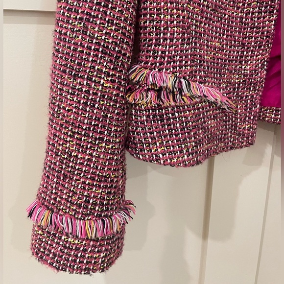 Karen Millen Pink Fringe Tweed Blazer Jacket - Picture 14 of 16